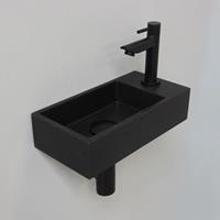 Douche Concurrent Fonteinset INK Versus Rechthoek Rechts 36x18x9cm Quartz Zwart Toiletkraan Sifon Plug Mat Zwart