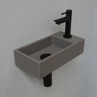 Douche Concurrent Fonteinset INK Versus Rechthoek Rechts 36x18x9cm Quartz Betonlook Toiletkraan Sifon Plug Mat Zwart