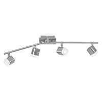 realityleuchten Led Deckenstrahler roubaix 4 flammig Silber matt mit Schirmen in Weiß 78cm breit