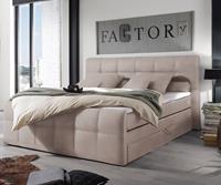 DELIFE Boxspringbett Sebastiano 180x200 Beige Flachgewebe Topper, Boxspringbetten