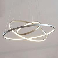 Lucande LED-Pendellampe Ezana aus drei Ringen, nickel