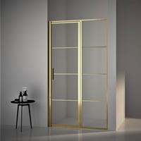 Douche Concurrent Douchedeur BWS Frame Nisdeur Draaideur 120x200cm Antikalk Helder Glas Geborsteld Goud Profiel 8mm Veiligheidsglas Easy Clean