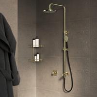 Hotbath Cobber stortdoucheset hoofddouche 20cm en doucheslang 150cm met handdouche geborsteld messing (goud) M438BB