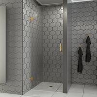 saniclear Modern Brass profielloze douchedeur 80x200 geborsteld messing - mat goud