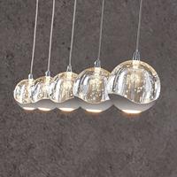 Lucande LED hanglamp Hayley, 5-lamps, langwerpig, chroom