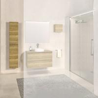 Douche Concurrent Badkamerkast Wiesbaden Bologna Hangend 160x40x35cm MDF Mat Eiken Softclose Greeploos