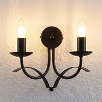 Lindby Amonja wandlamp, 2-lamps, bruin