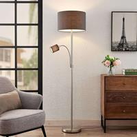 Lindby Jaileen stoffen vloerlamp, leeslamp, grijs