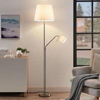 Lindby Nantwin vloerlamp, stoffen kap, wit