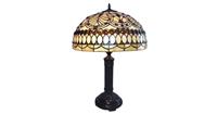 LumiLamp Tafellamp Tiffany Ø 46*62 cm E27/max 2*60W Creme Polyresin / glas Art Deco 5LL-6068