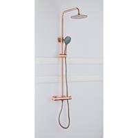 Boss & Wessing Opbouw Regendouche Set  Copper 20 cm met Handdouche Geborsteld Koper