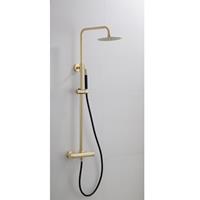 Boss & Wessing Opbouw Regendouche Set  Gold Pro Thermostatisch Staaf Handdouche Mat Goud 30 cm