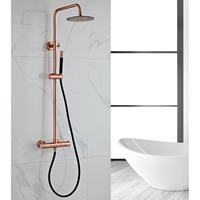 Boss & Wessing Opbouw Regendouche Set  Copper Pro Thermostatisch Staaf Handdouche Geborsteld Koper 20 cm