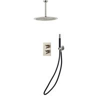 Boss & Wessing Inbouw Regendouche Set  Exclusive Pro 20 cm Plafonduitloop Staaf Handdouche