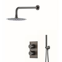 Boss & Wessing Inbouw Regendouche Set  Exclusive Wanduitloop Gunmetal 20 cm