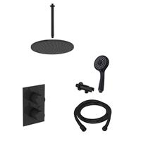 Boss & Wessing Inbouw Regendouche Set  20 cm Plafonduitloop 3 Standen Handdouche Mat Zwart