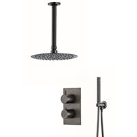 Boss & Wessing Inbouw Regendouche Set  Exclusive Plafonduitloop Gunmetal 30 cm