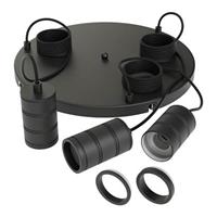 Calex Retro Pendelleuchte, rund, 3-flg., schwarz