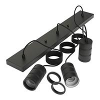 Calex Retro Pendelleuchte, eckig, 3-flg., schwarz