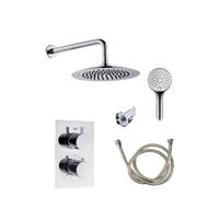 Boss & Wessing Inbouw Regendouche Set  Wanduitloop Hoofddouche 20 cm en Staaf Handdouche Chroom
