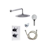 Boss & Wessing Inbouw Regendouche Set  Wanduitloop Hoofddouche 30 cm en Staaf Handdouche Chroom