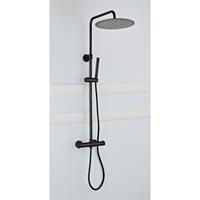Boss & Wessing Opbouw Regendouche Set  Nero 30 cm met Staaf Handdouche Mat Zwart