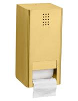 proox One dubbele toiletrolhouder met klep verticaal geborsteld messing