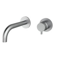 Plieger Napoli 2-gats inbouw wandkraan 1 hendel m. uitloop 18.3cm incl. inbouwdeel RVS 500428PLI0 brushed chrome