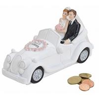 Just married trouwauto spaarpot bruiloft artikelen 16 cm - Spaarpotten