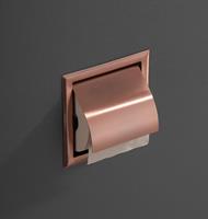 saniclear Copper inbouw toiletrol houder met klep geborsteld koper