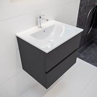 mondiaz Vica 60cm badmeubel dark grey 2 lades wastafel Denia midden 1 kraangat