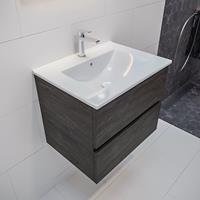 mondiaz Vica 60cm badmeubel dark brown 2 lades wastafel Denia midden 1 kraangat