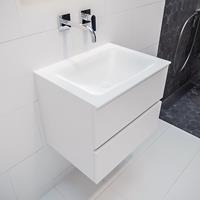 mondiaz Vica 60cm badmeubel talc 2 lades wastafel Cloud midden zonder kraangat