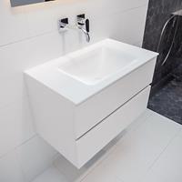 mondiaz Vica 80cm badmeubel talc 2 lades wastafel Cloud midden zonder kraangat