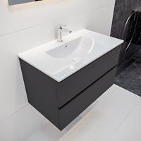 mondiaz Vica 80cm badmeubel dark grey 2 lades wastafel Denia midden 1 kraangat