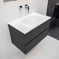 mondiaz Vica 80cm badmeubel darkgrey 2 lades wastafel Cloud midden geen kraangat