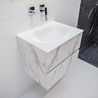 mondiaz Vica 60cm badmeubel carrara 2 lades wastafel Moon midden zonder kraangat