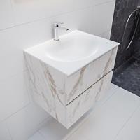 mondiaz Vica 60cm badmeubel carrara 2 lades wastafel Moon midden met 1 kraangat
