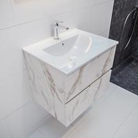 mondiaz Vica 60cm badmeubel carrara 2 lades wastafel Denia midden met 1 kraangat