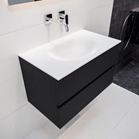mondiaz Vica 80cm badmeubel urban 2 lades wastafel Moon midden zonder kraangat