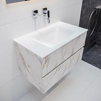 mondiaz Vica 80cm badmeubel carrara 2 lades wastafel Cloud midden geen kraangat