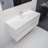 mondiaz Vica 120cm badmeubel talc 2 lades wastafel Moon midden met 1 kraangat