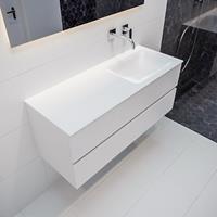 mondiaz Vica 120cm badmeubel talc 2 lades wastafel Cloud rechts zonder kraangat