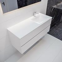mondiaz Vica 120cm badmeubel talc 2 lades wastafel Cloud rechts met 1 kraangat