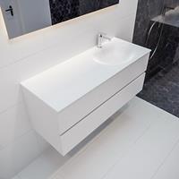 mondiaz Vica 120cm badmeubel talc 2 lades wastafel Moon rechts met 1 kraangat