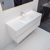 mondiaz Vica 120cm badmeubel talc 2 lades wastafel Cloud midden met 1 kraangat