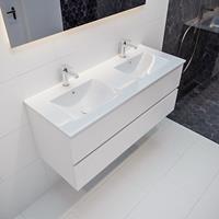 mondiaz Vica 120cm badmeubel talc 2 lades wastafel Denia dubbel met 2 kraangaten
