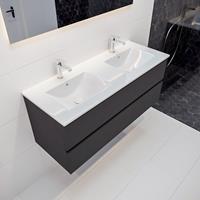 mondiaz Vica 120cm badmeubel darkgrey 2 lades wastafel Denia dubbel 2 kraangaten