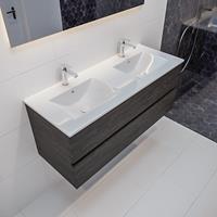 mondiaz Vica 120cm badmeubel dark brown 2 lades wastafel Denia dubbel 2 kraangaten