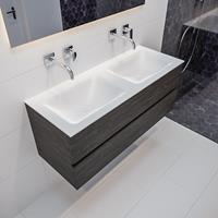 mondiaz Vica 120cm badmeubel dark brown 2 lades wastafel Cloud dubbel geen kraangat
